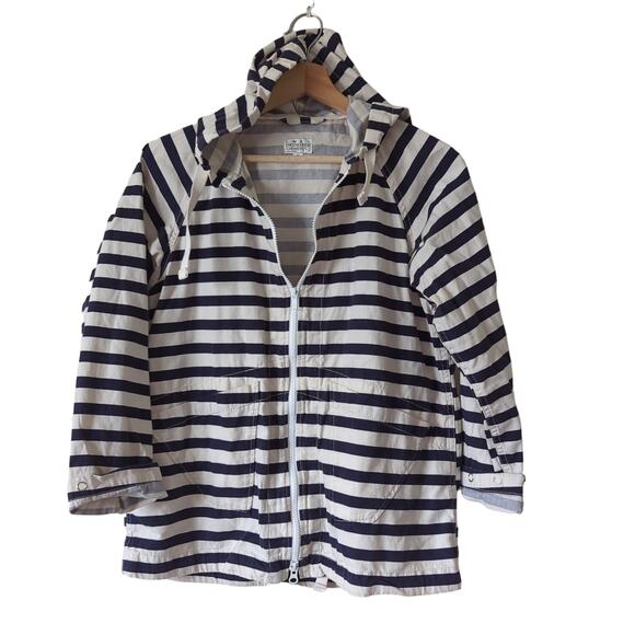 Engineered Garments FWK Striped Jacket 2 (M/L) New York Hooded Cotton Blue White - Picture 1 of 10